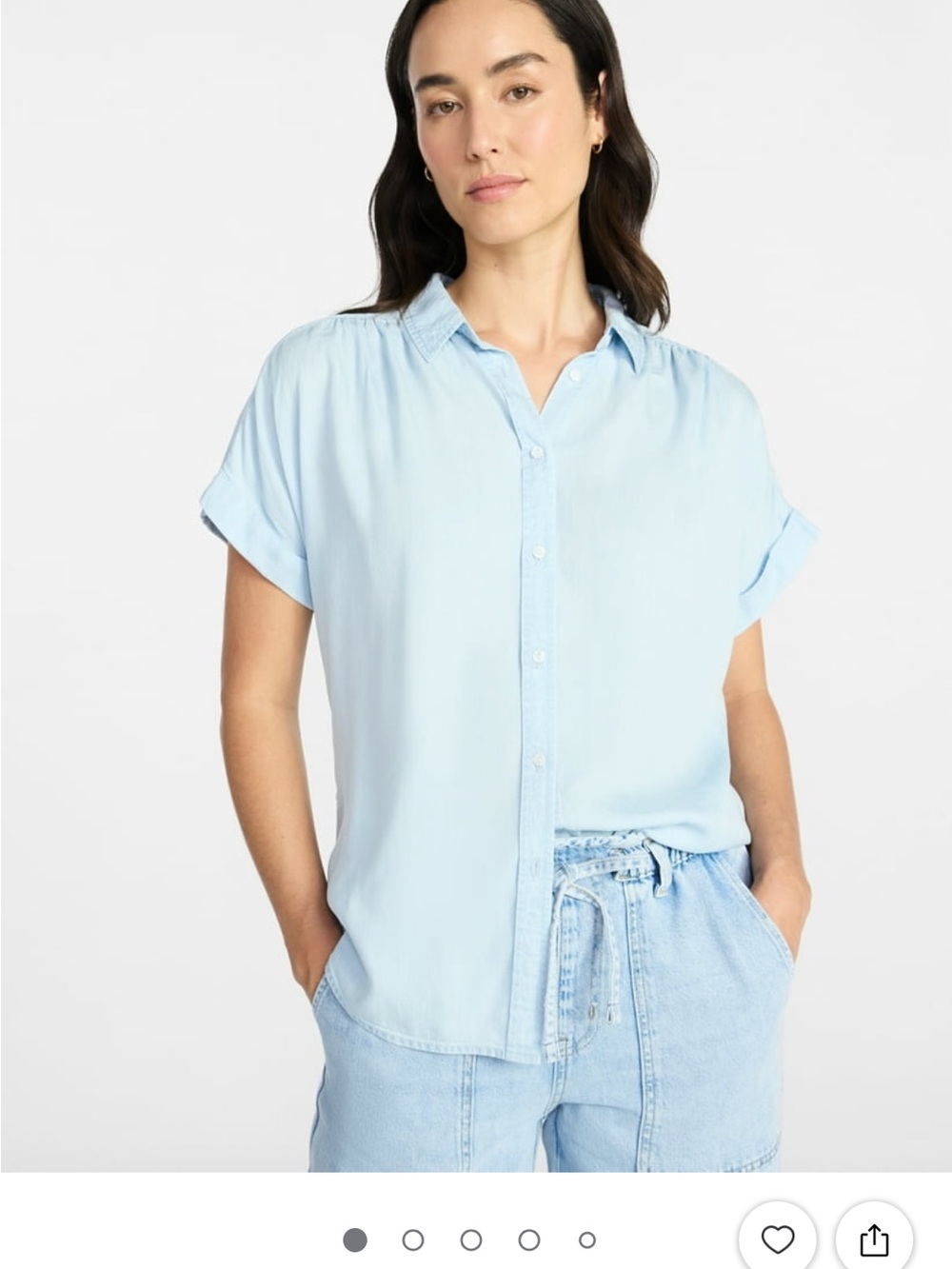 Time and Tru Pale Blue Short Sleeve Button-Down Shirt